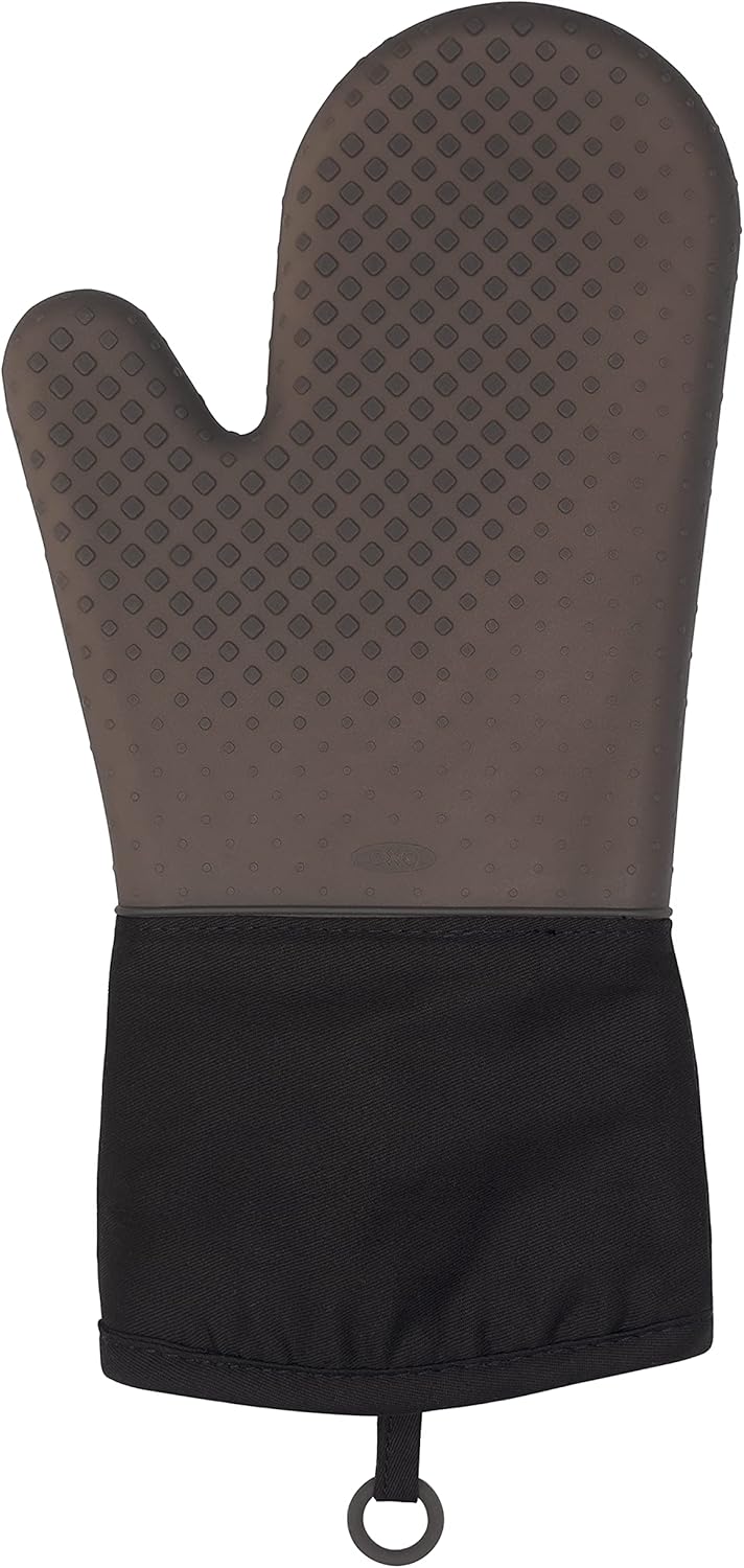 Heat Resistant Black Oven Mitt | Non-Slip Silicone Grip Kitchen Glove for Baking, Cooking & BBQ
