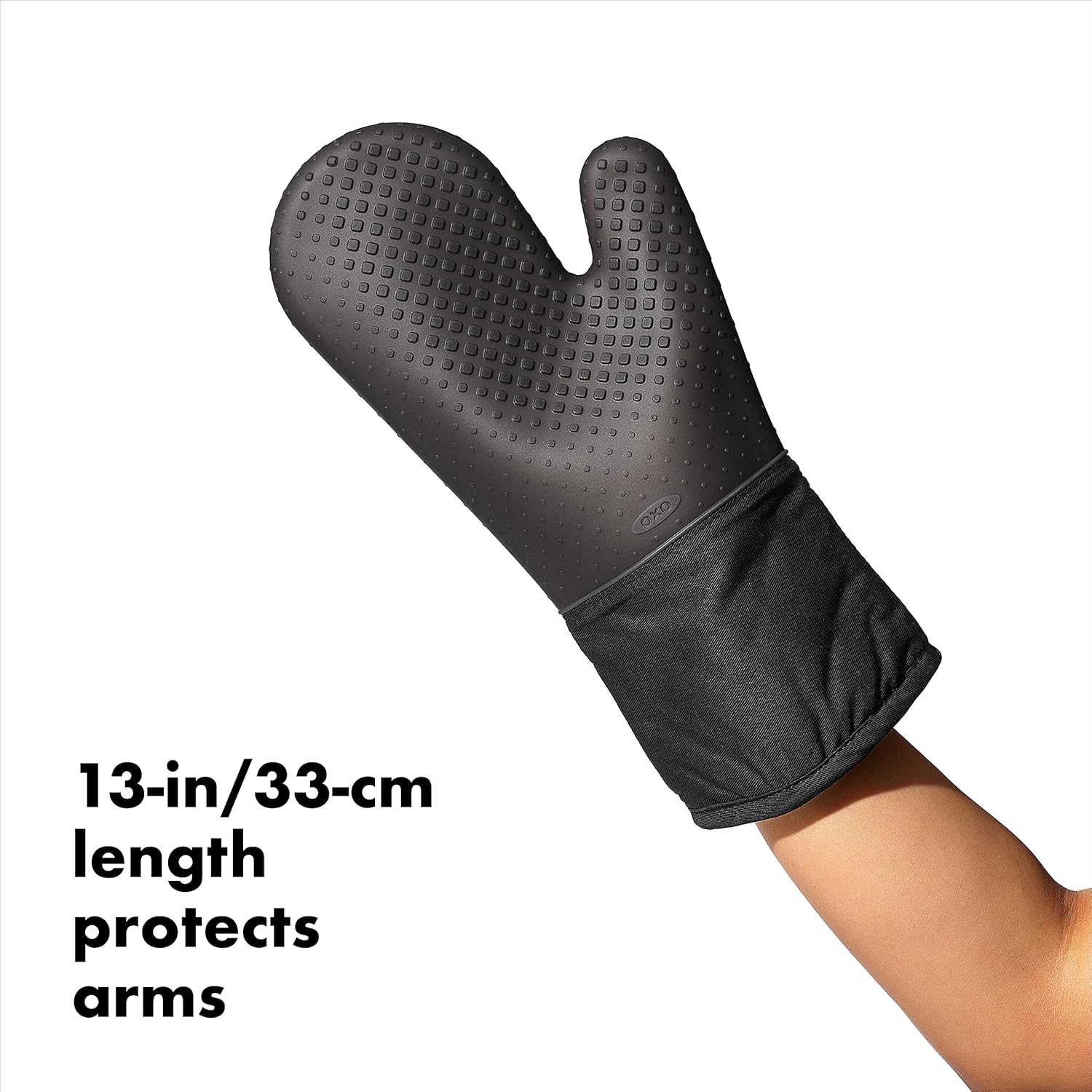 Heat Resistant Black Oven Mitt | Non-Slip Silicone Grip Kitchen Glove for Baking, Cooking & BBQ