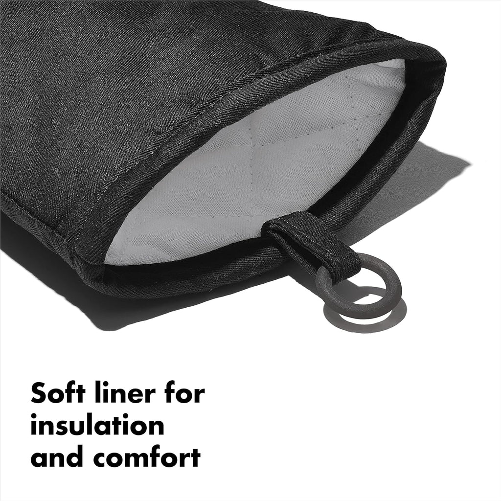 Heat Resistant Black Oven Mitt | Non-Slip Silicone Grip Kitchen Glove for Baking, Cooking & BBQ