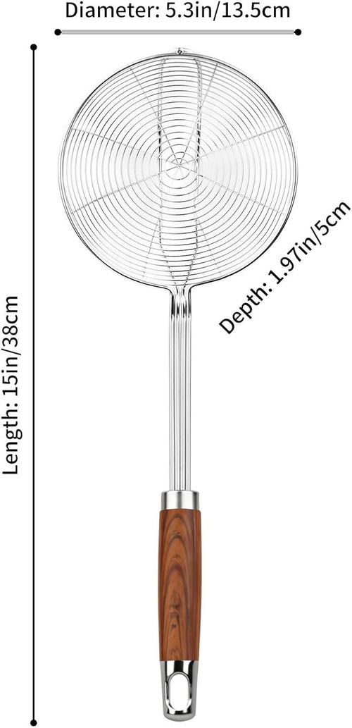 Spider Strainer Skimmer Spoon with Heat-Resistant Handle | Stainless Steel Mesh Ladle for Frying, Boiling & Draining Oil