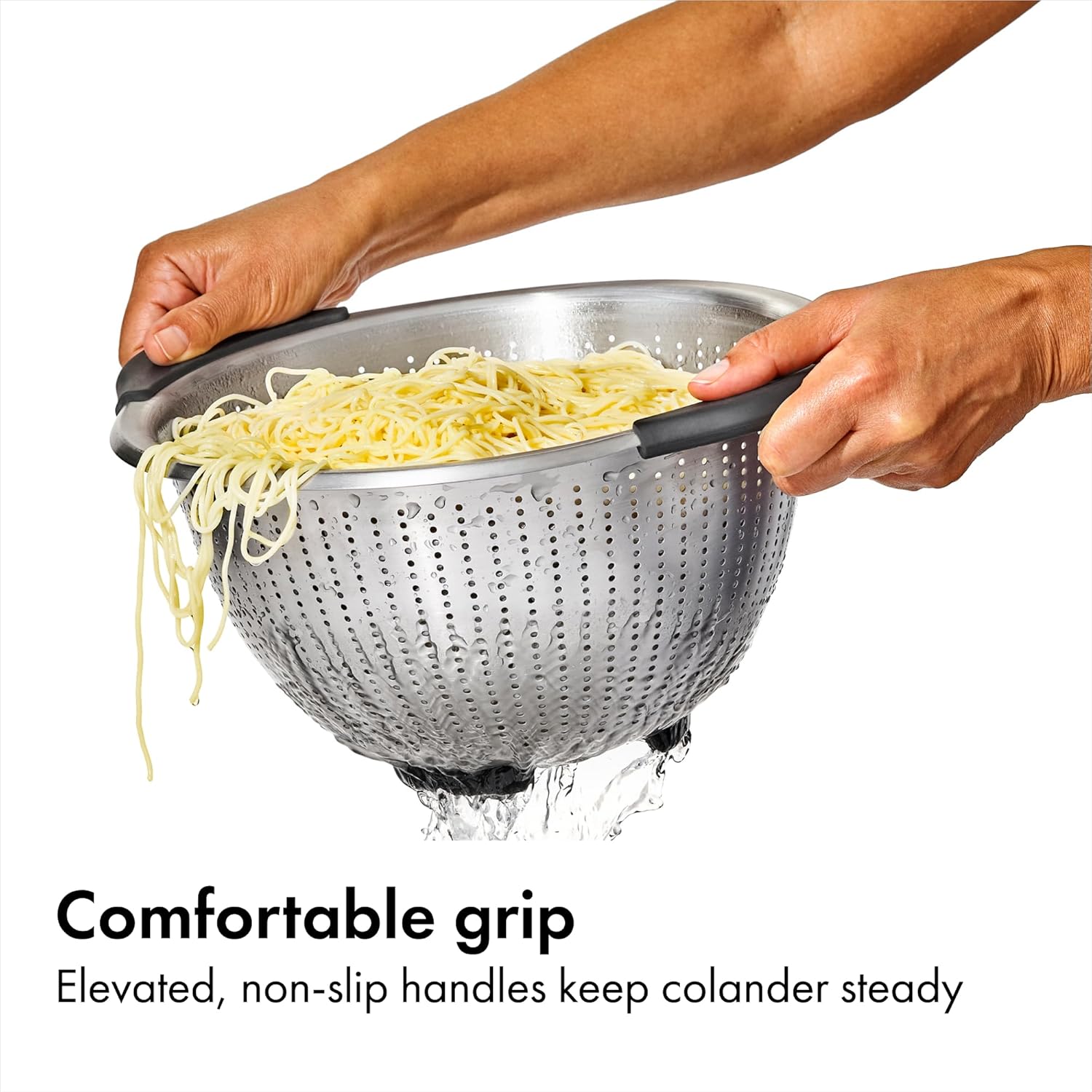 Good Grips Stainless Steel Colander, 5 qt. Capacity, Non-Slip Handle Kitchen Strainer