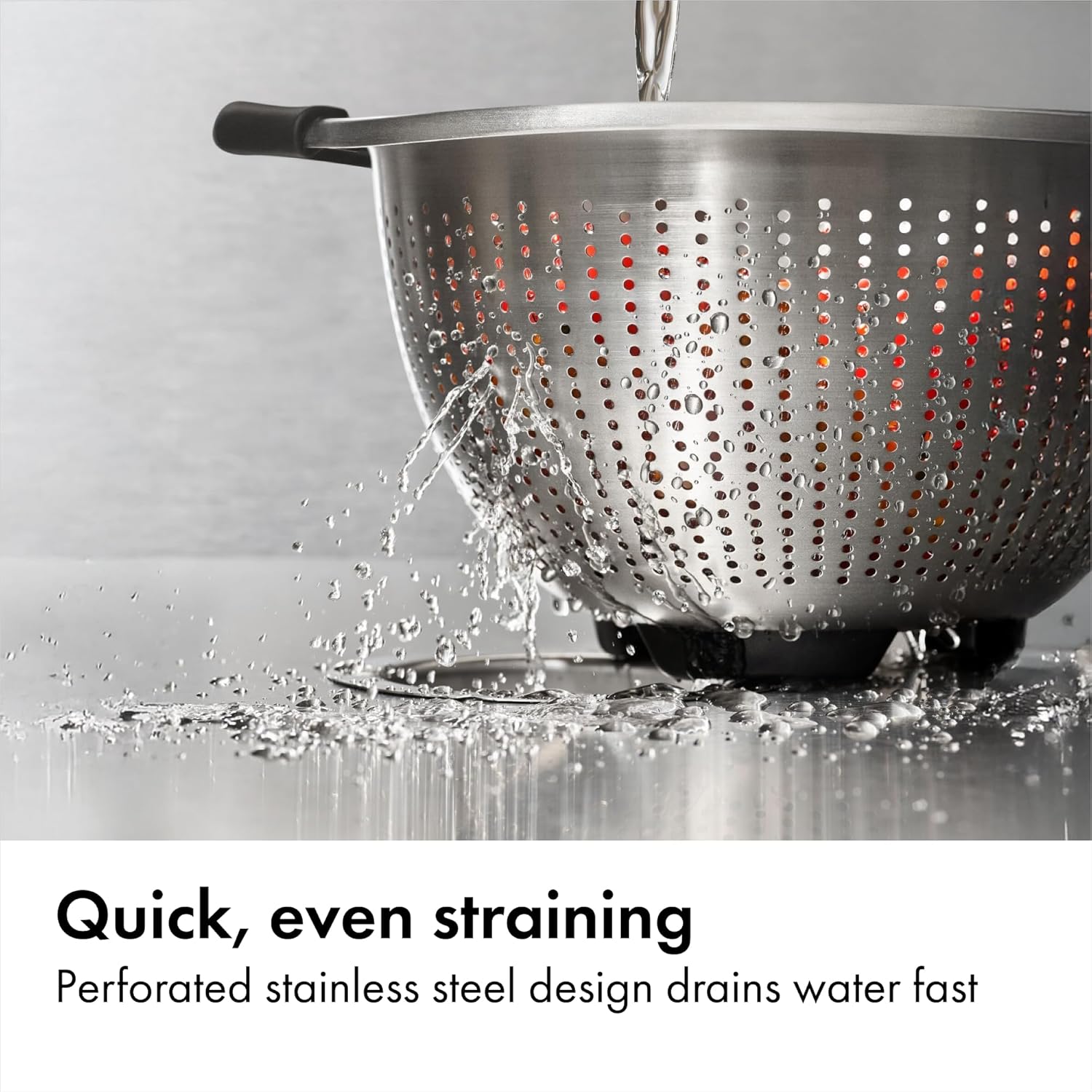 Good Grips Stainless Steel Colander, 5 qt. Capacity, Non-Slip Handle Kitchen Strainer