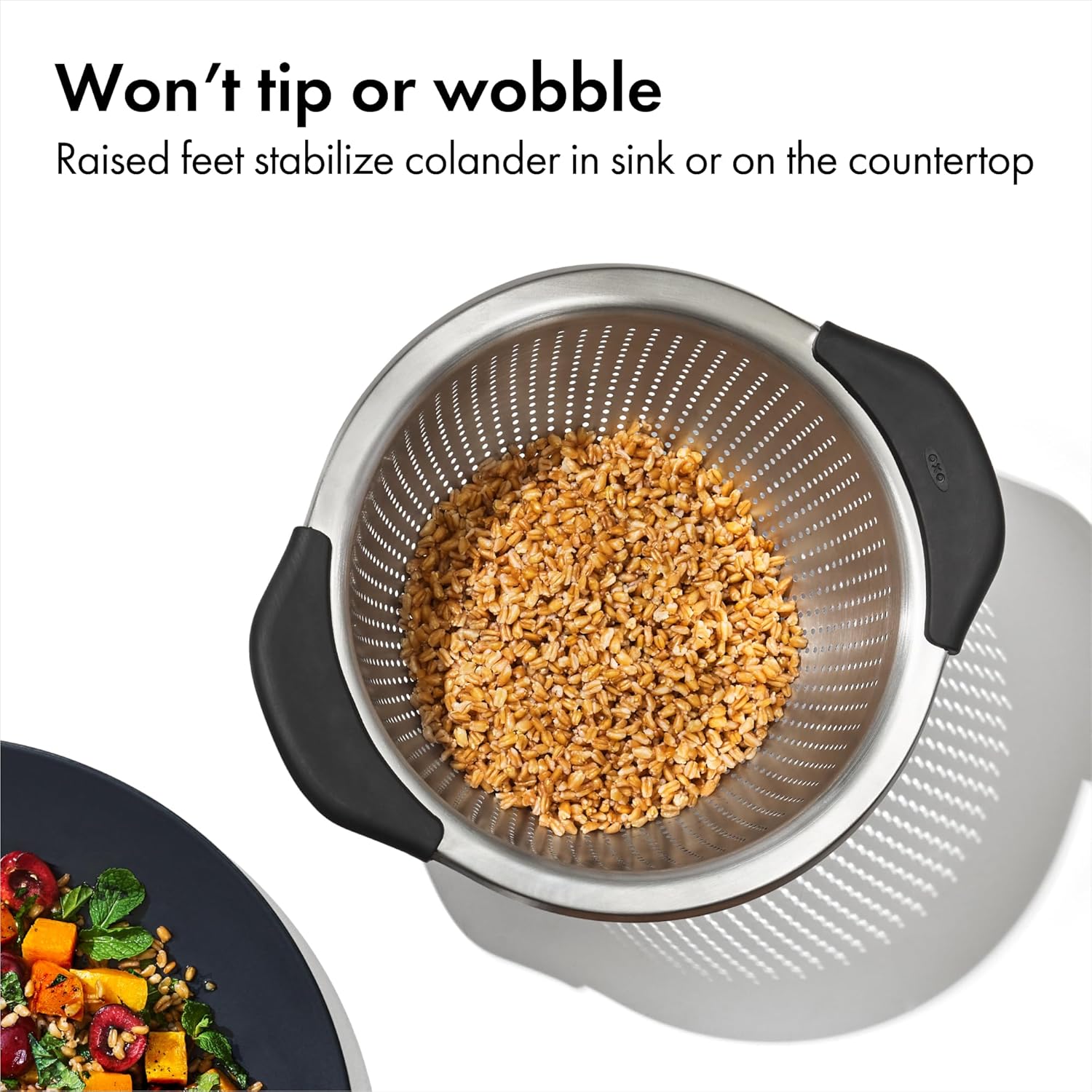 Good Grips Stainless Steel Colander, 5 qt. Capacity, Non-Slip Handle Kitchen Strainer