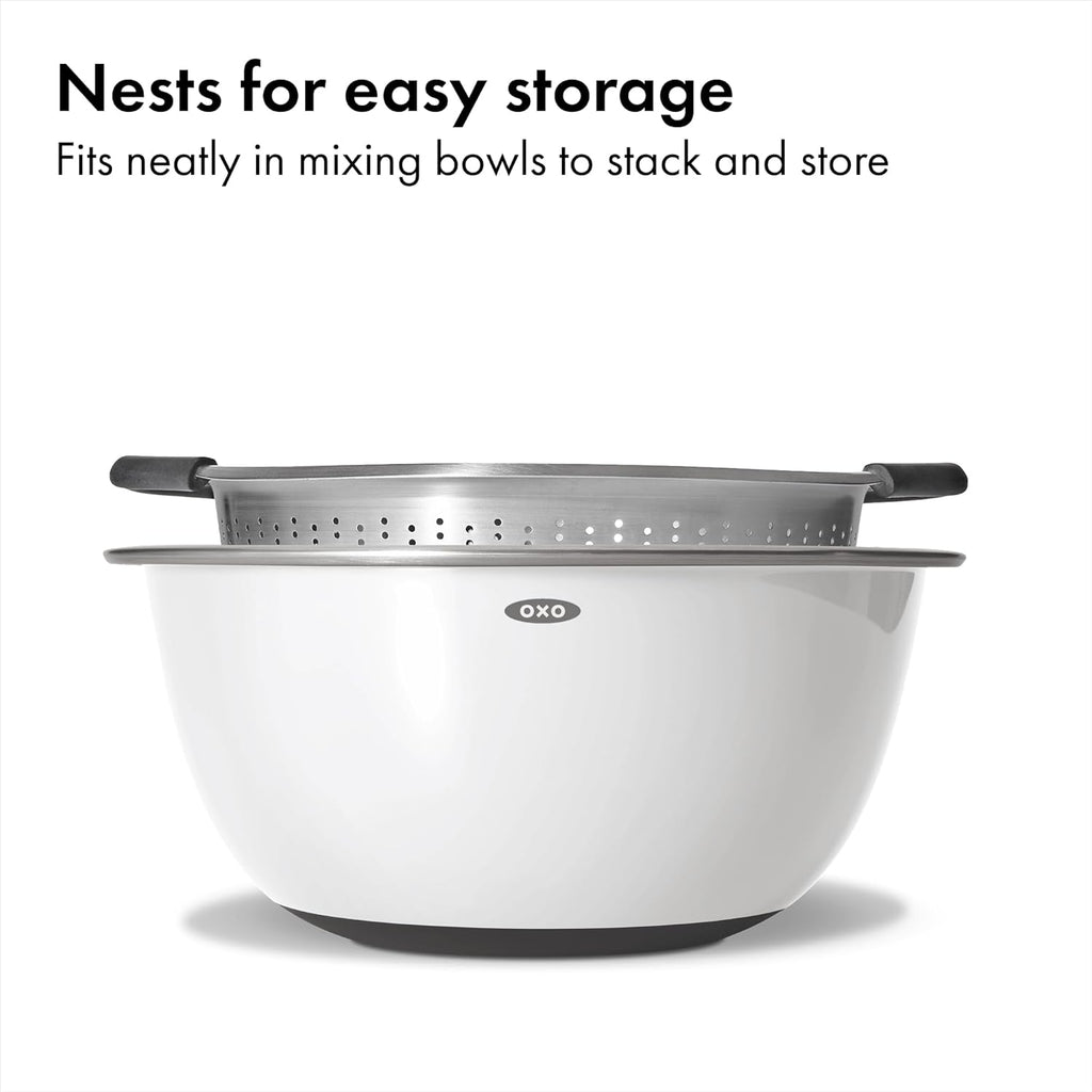 Good Grips Stainless Steel Colander, 5 qt. Capacity, Non-Slip Handle Kitchen Strainer