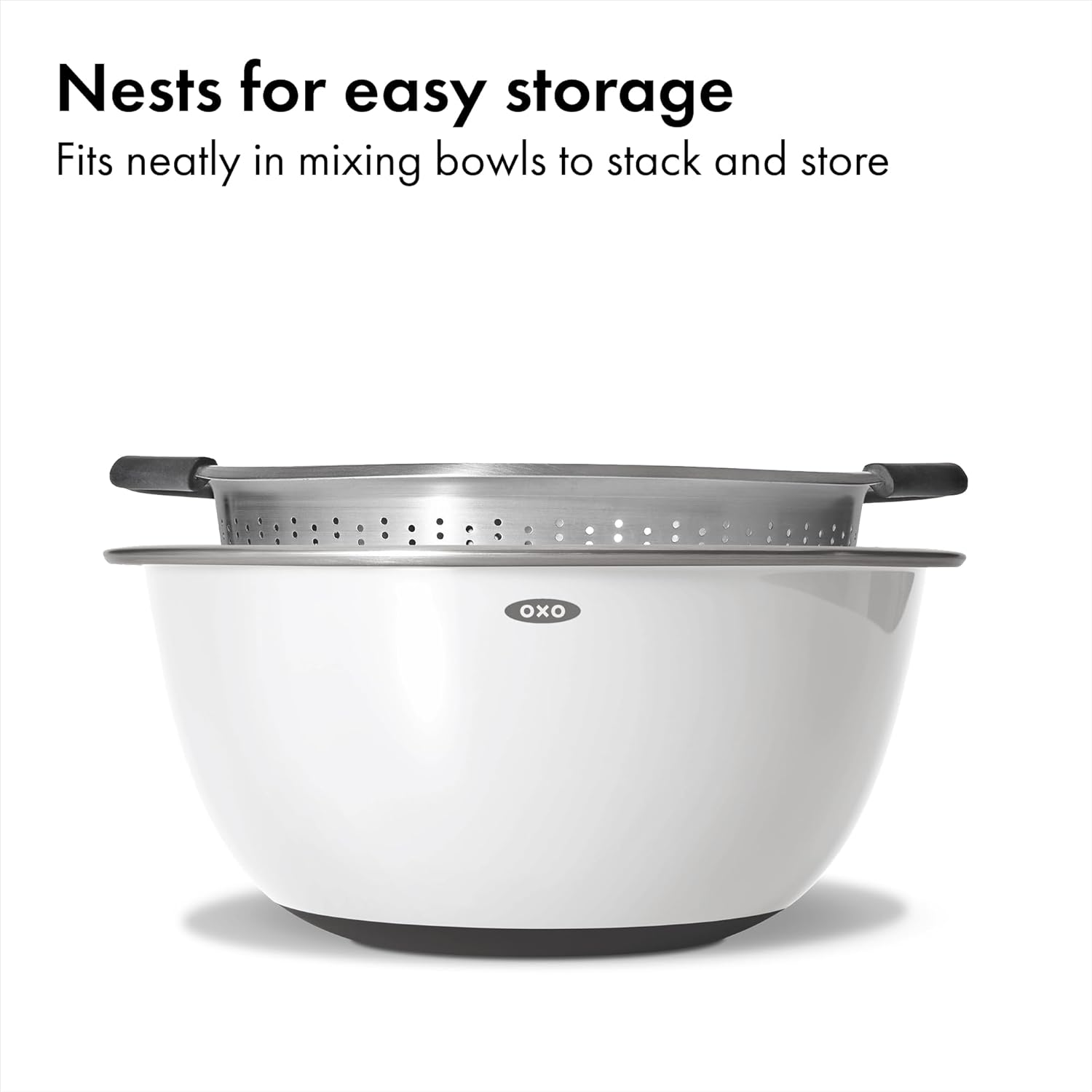 Good Grips Stainless Steel Colander, 5 qt. Capacity, Non-Slip Handle Kitchen Strainer